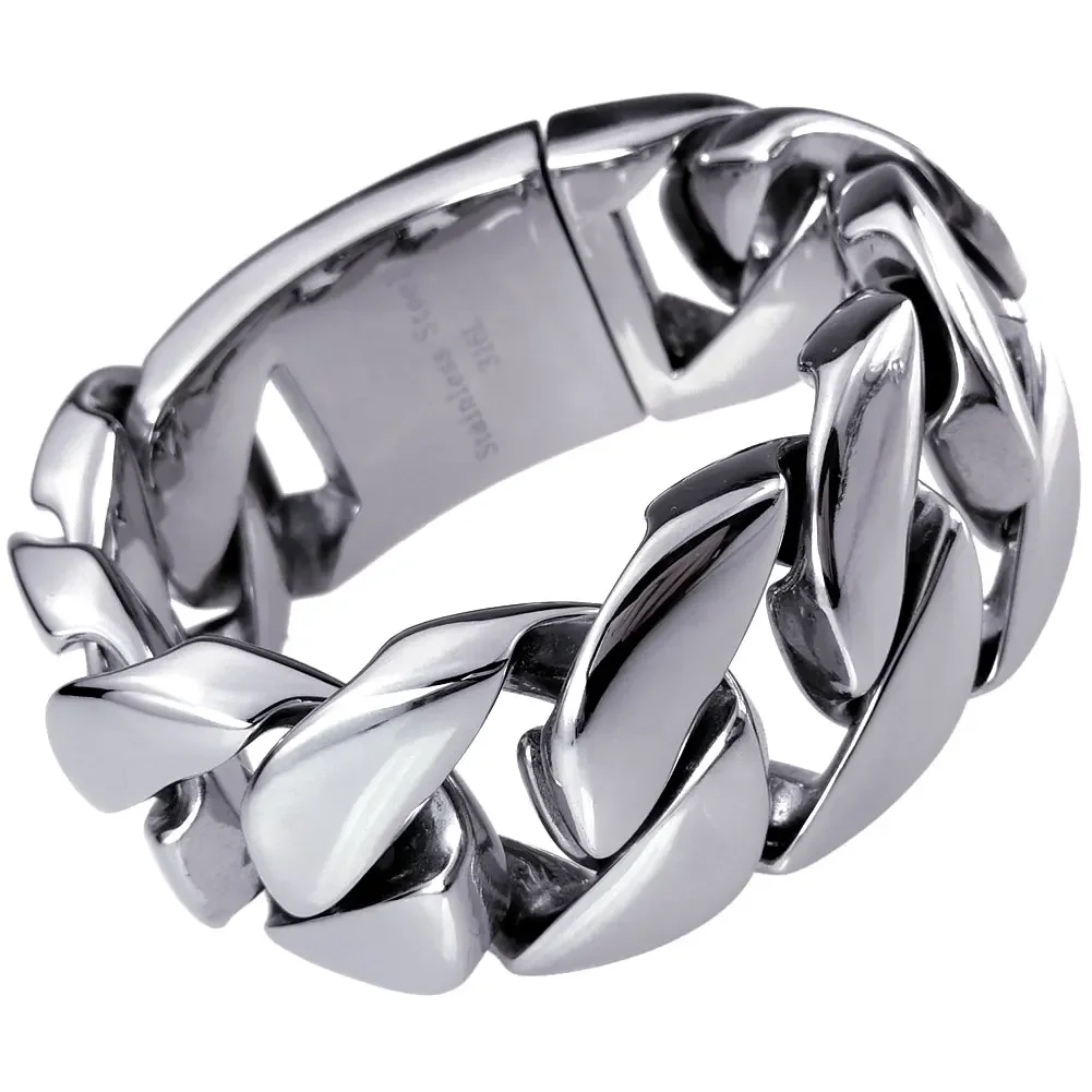 Bracciale A Catena Cubana Da 20mm Da Uomo-acciaio Inossidabile - Foto 6