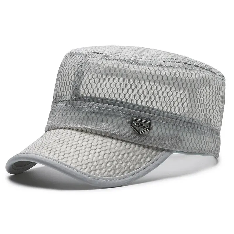 Spring And Summer New Hat Men's Flat Hat Outdoor Leisure Fishing Travel Fashion Men's Middle-Aged Mesh Breathable Sunhat Sun
