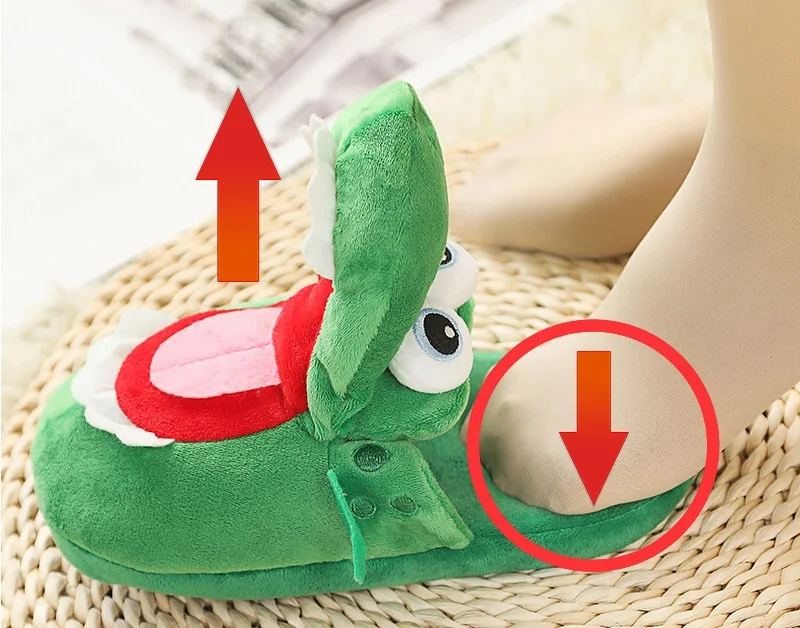 Neue verspielte Krokodil-Hausschuhe mit beweglichem Mund, lustiges Pop-up-Tier-Design, Schuhe für Damen und Mädchen, weiche Plüsch-Hausschuhe – Detail 5