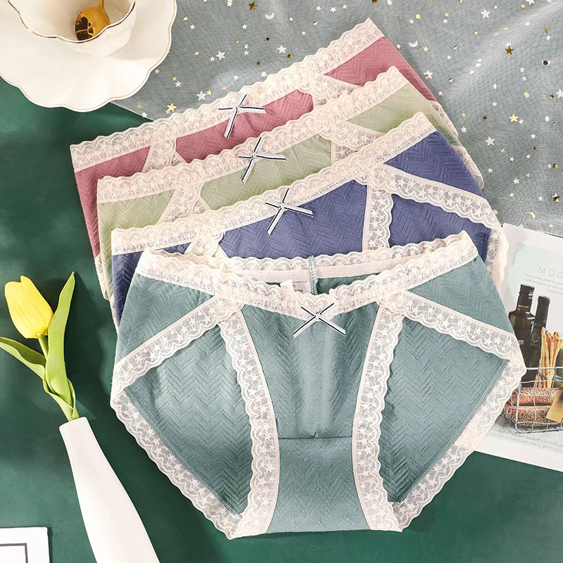 

Summer Thin Panties Sexy Lace Briefs Womens Cotton Lingerie Breathable Underpants Antibacterial Underwear Female Intimates M~2XL