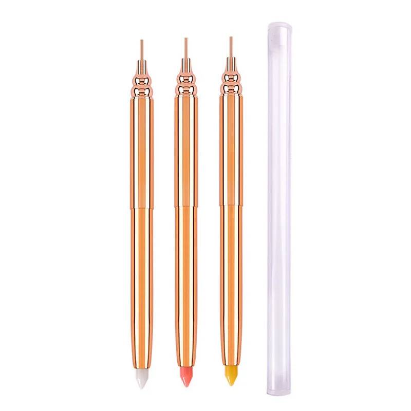 Dual-ended Wax Dotting Pen Metal Handle Nail Art Rhinestones Gem Accessories Beads Picking Self-adhesive Tools