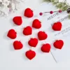 12pcs 5CM Valentine's Day Hanging Heart Ornaments Heart Shaped Tree Baubles Valentine Velvet Ball Ornaments 2