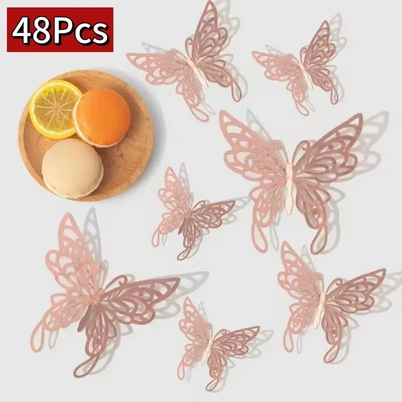 48-Piece 3D Butterfly Decorative Set for Gift Wrapping & Home Décor