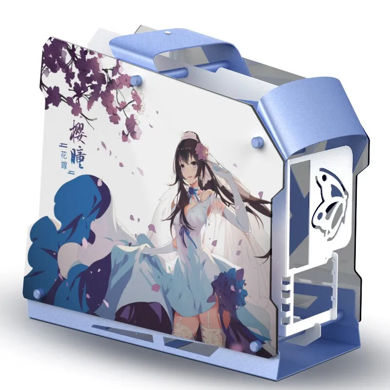 YESTON ZEAGINAL ZC-09 사쿠라 한정판 MATX PC 케이스, 올 알루미늄 강화 유리 측면 투명 DIY 컴퓨터 케이스 섀시