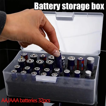 Organizzatore per batterie da 32 slot, scatola porta batterie AA/AAA, salva spazio e è adatto per riporre cassette degli attrezzi in case e uffici