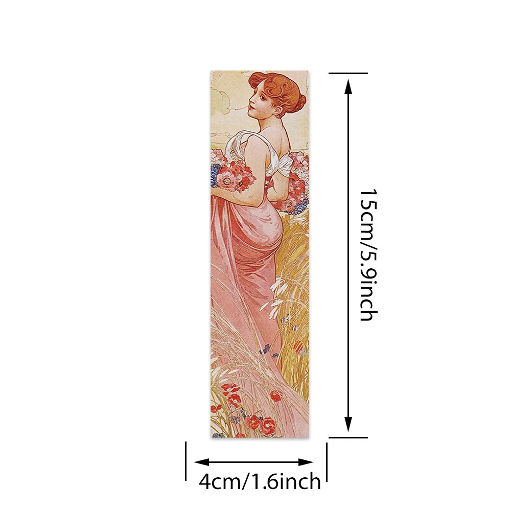 30 Stück Retro ästhetische Mucha Mädchen Papier Lesezeichen für Studenten DIY Leser Seitenmarkierungen Bibliothek Büro Seitenmarkierung – Detail 2