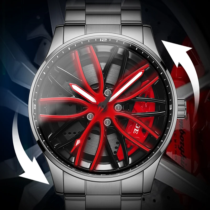 LIGE Waterproof Watches for Men Fashion Military Sports Chronograph Casual 360° Rotate Car Wheel Rim Hub Men Watch Montre Homme