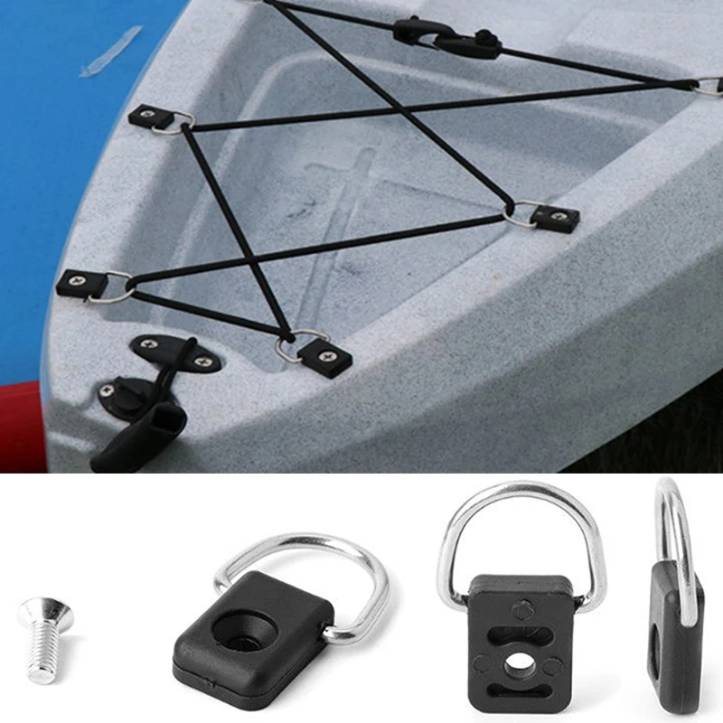 High Quality 5Pcs Canoe Kayak D Ring Outfitting Fishing Rigging Bungee Kit Accessory Black Outdoor Kayak Boat Repair