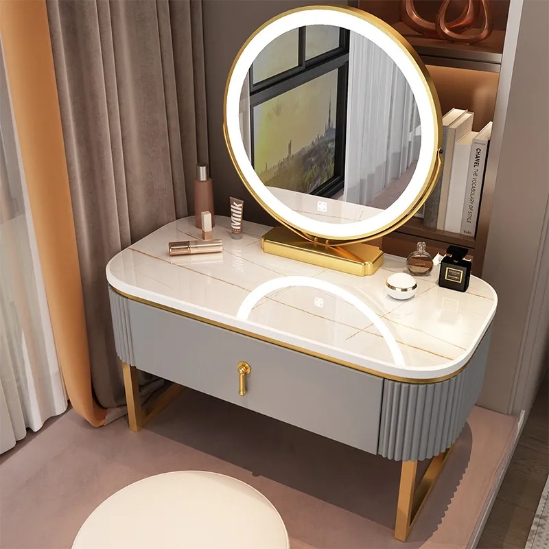 

Led Storage Dressing Table Drawer Mirror Luxury Stool Dressing Tables Makeup Corner Bedroom Comoda Pra Quarto Hotel Furniture