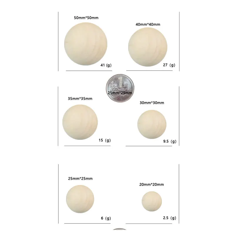 Bolas de madera de 1.5 pulgadas para manualidades, esferas de madera  redondas sin terminar para proyectos de bricolaje (paquete de 20)