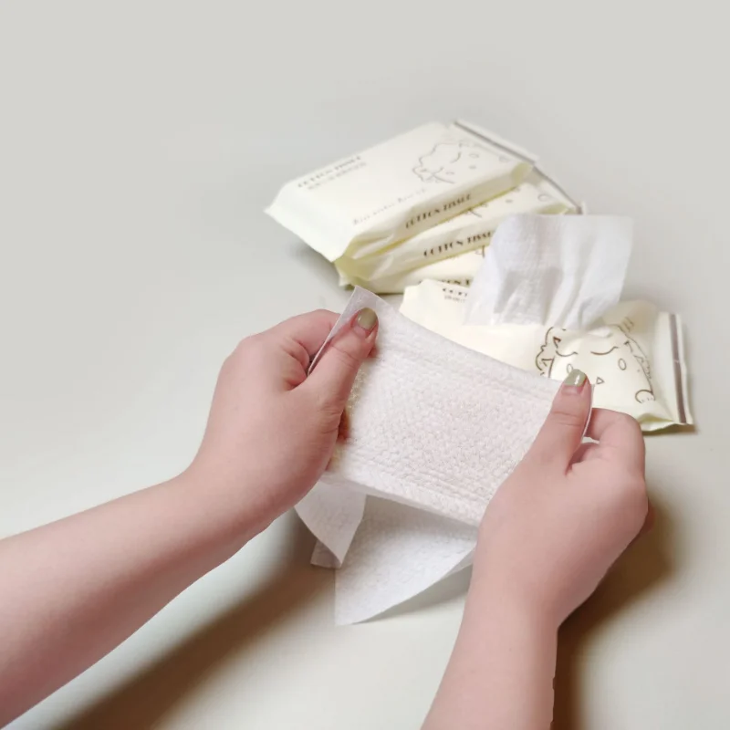 2 Bag Individual Pocket Paper Tissue Soft Baby Cotton Towel Facial Clean Wet Dry Makeup Wipes Disposable Face Tissue 20pcs/bag