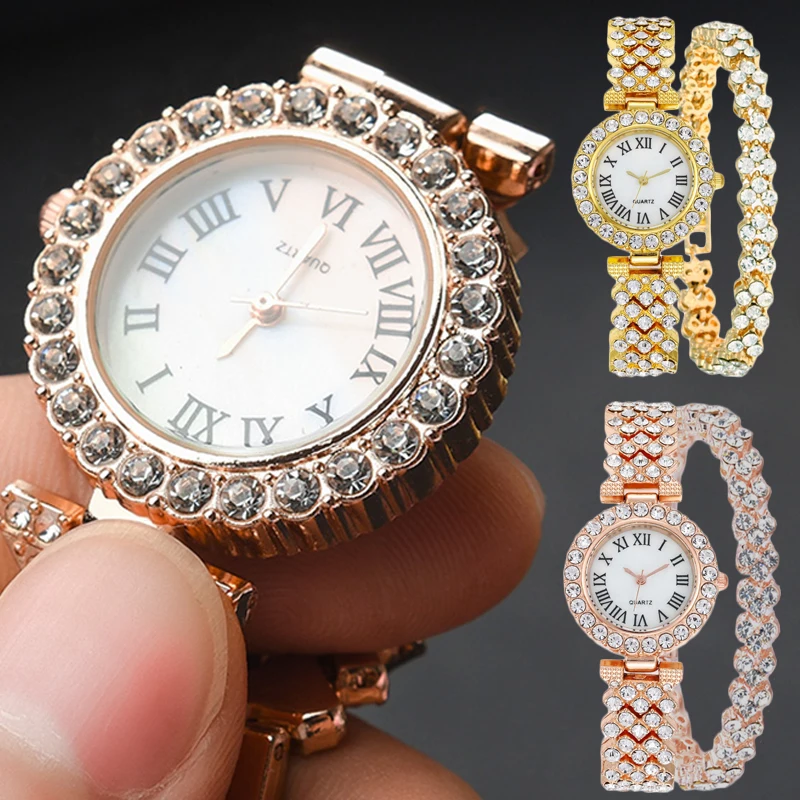 Women's Steel Bracelet Watch Set Crystal Quartz Bracelet Watches Ladies Luxury Brand Diamonds Dial Wristwatch Trendy Watch Clock