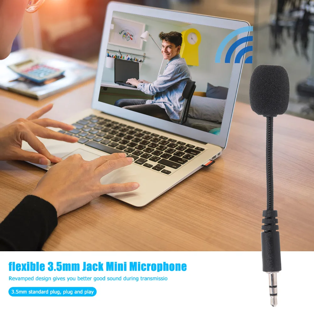 Tanie Mini 3.5mm elastyczny mikrofon kondensujący na PC Laptop Skype MSN