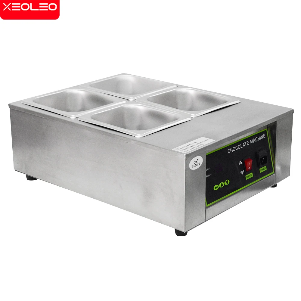XEOLEO Chocolate Melting Machine Tempering Holding Furnace Chocolate Melter Stove 4 Tanks Keep Heating Hot Fondue Decoration
