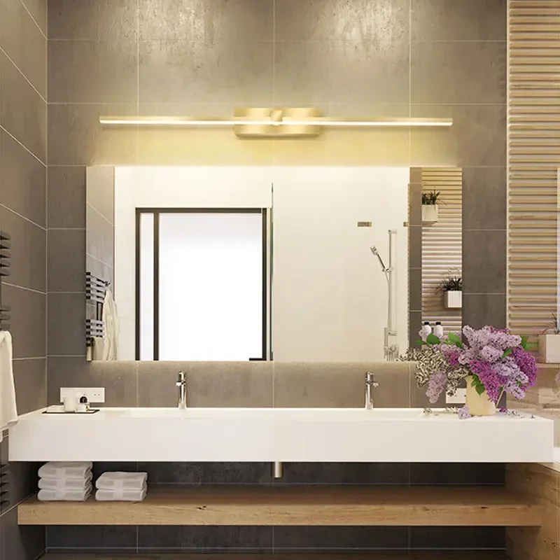 Modern LED Wall Lamp Bathroom Hardwares Golden Bathroom Mirror Lamp For Bedroom Living Room Wall Sconce Bath Mirror Line Lamp 5