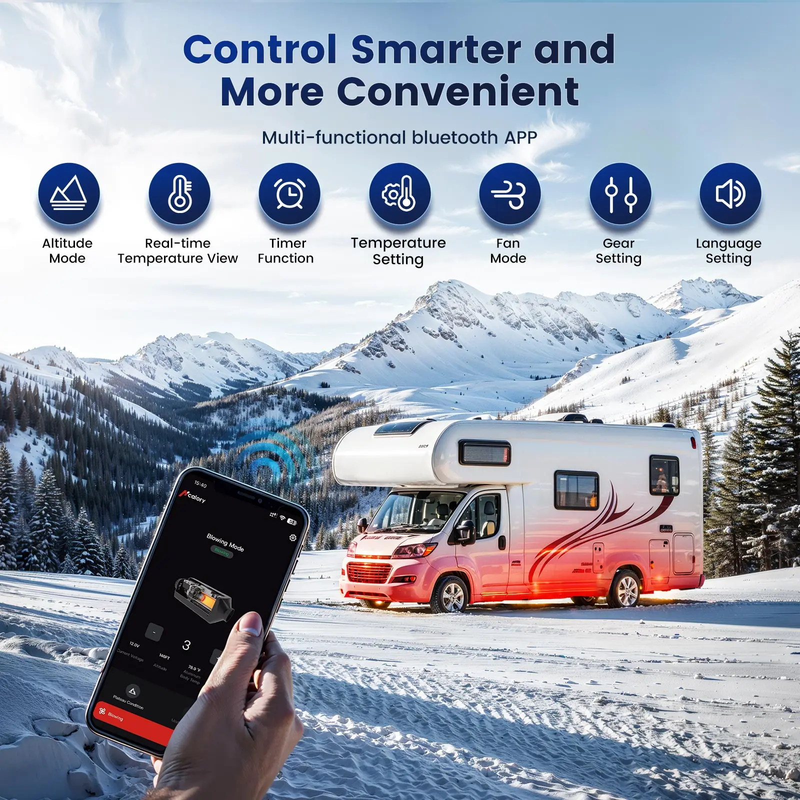 Portable Diesel Air Heater 12V 8KW Bluetooth Smart