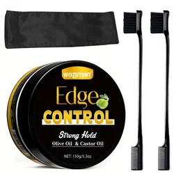 Edge Control Gel with Black Castor & Olive Oil - Strong Hold Wax for Natural Curls and Styling (W - 150g - edge - gel - 4pcs)