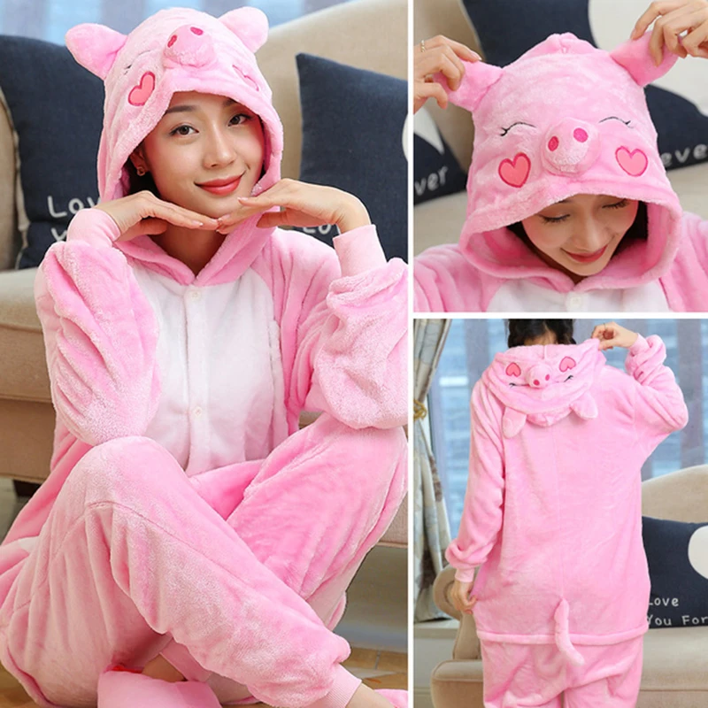 Anime Unicorn Onesies Women Panda Sleepwear Set Kigurumi Adult Women's Pajamas Flannel Bear Totoro Pajamas Winter Unisex Onesies