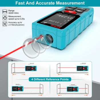 Kiprim Dual Laser Distance Meter Rechargeable Bilateral Laser Rangefinder 120m Digital Tape Measure Angle Measurment Tool 4