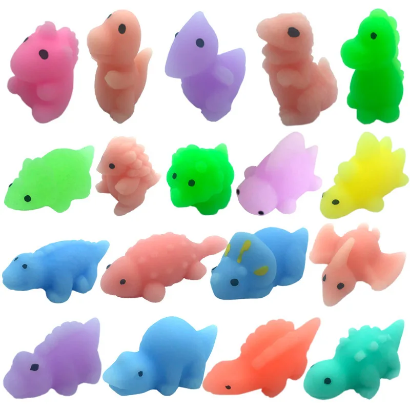 10PCS Cute Animal Creativity Novelty Soft Glue Dinosaur Pinch Pressure Relief And Release Small Toys For Children's Birthday Gif