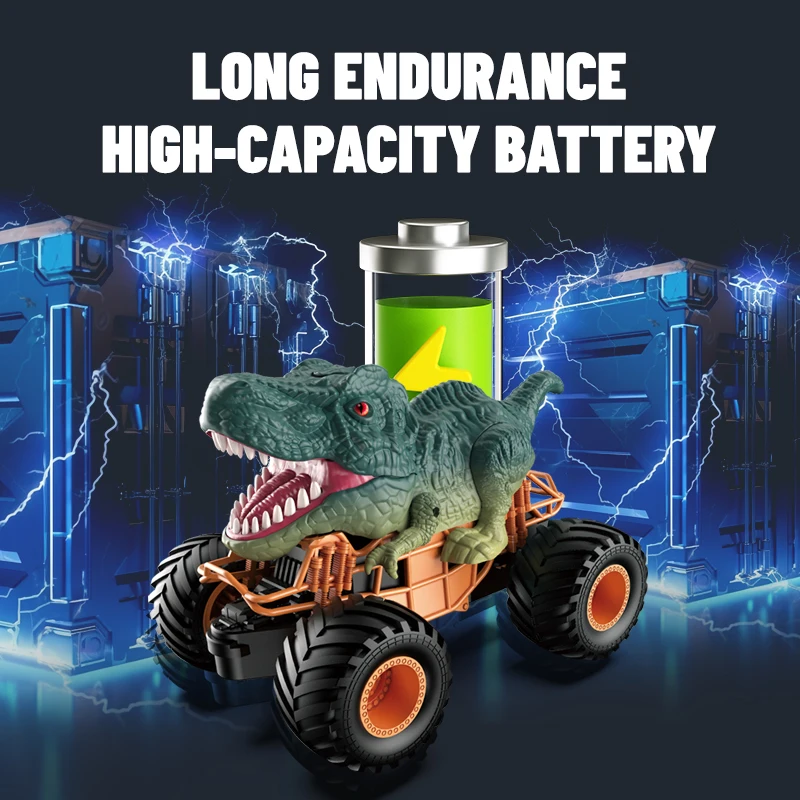 2.4GHz Dinosaur RC Car Big Wheel Remote Control Vehicle Lights Spray stunt vehicle climbs off-road children's toy car 5