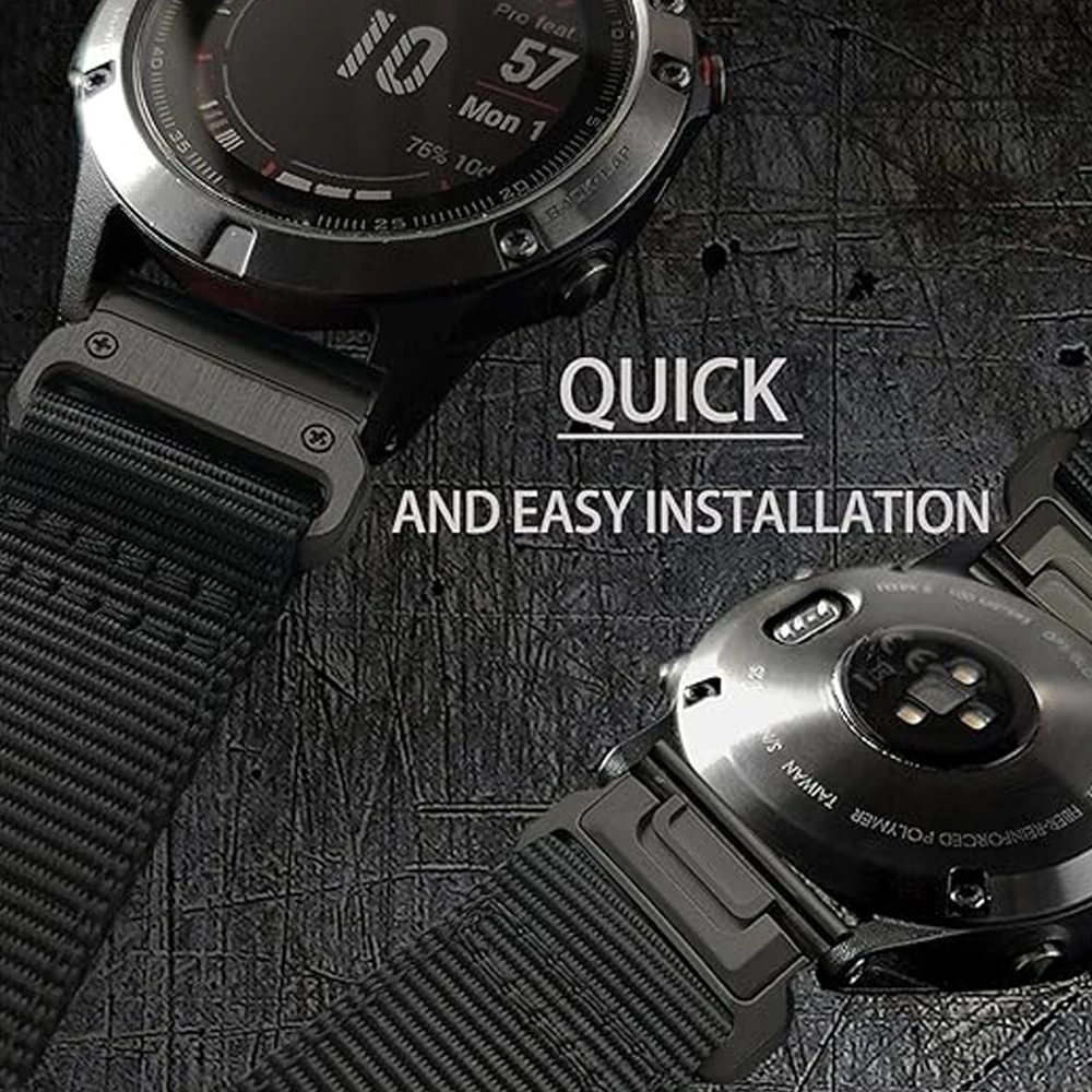 Nylon QuickFit Bracelet - 22mm/26mm Adjustable Strap for Sports and Outdoor Watches