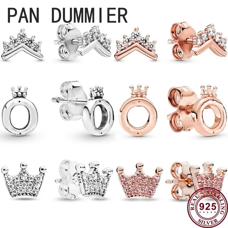 New Hot 925 Sterling Silver Earrings Shiny Magic Crown O-shaped Female Pan Earrings Wedding High Quality Fashion Charm Jewelry