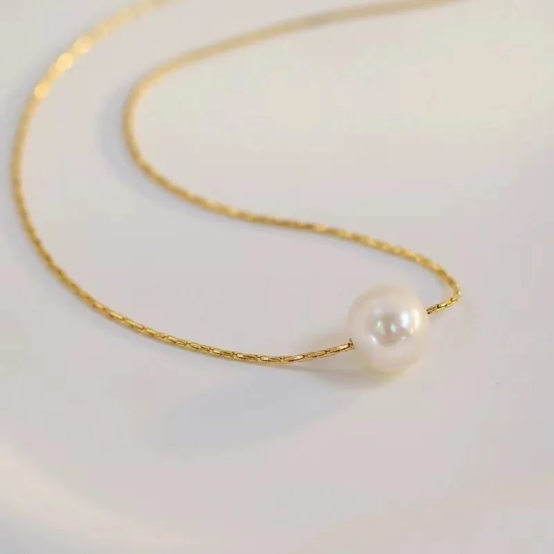 Elegant Summer Freshwater Pearl Collarbone Chain Neckalce 18K Gold Plated Pearls Clavicle Choker Party Gifts Delicate Jewelry