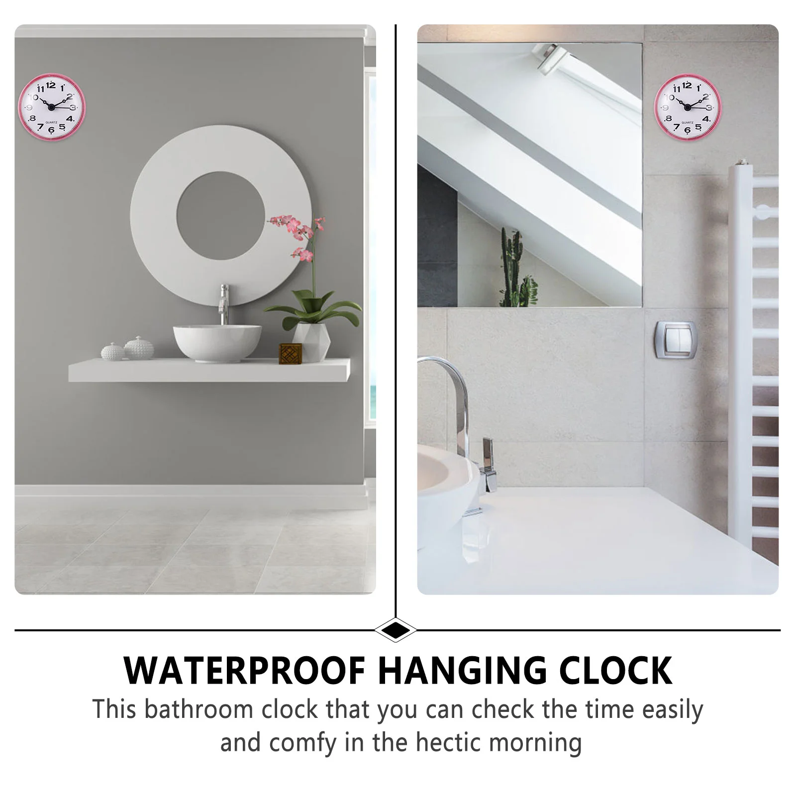 Sucker Cup Waterproof Bathroom Clock Plastic Silent Wall Clocks Digital Timer Hanging Clock Bathrooms Home Decor
