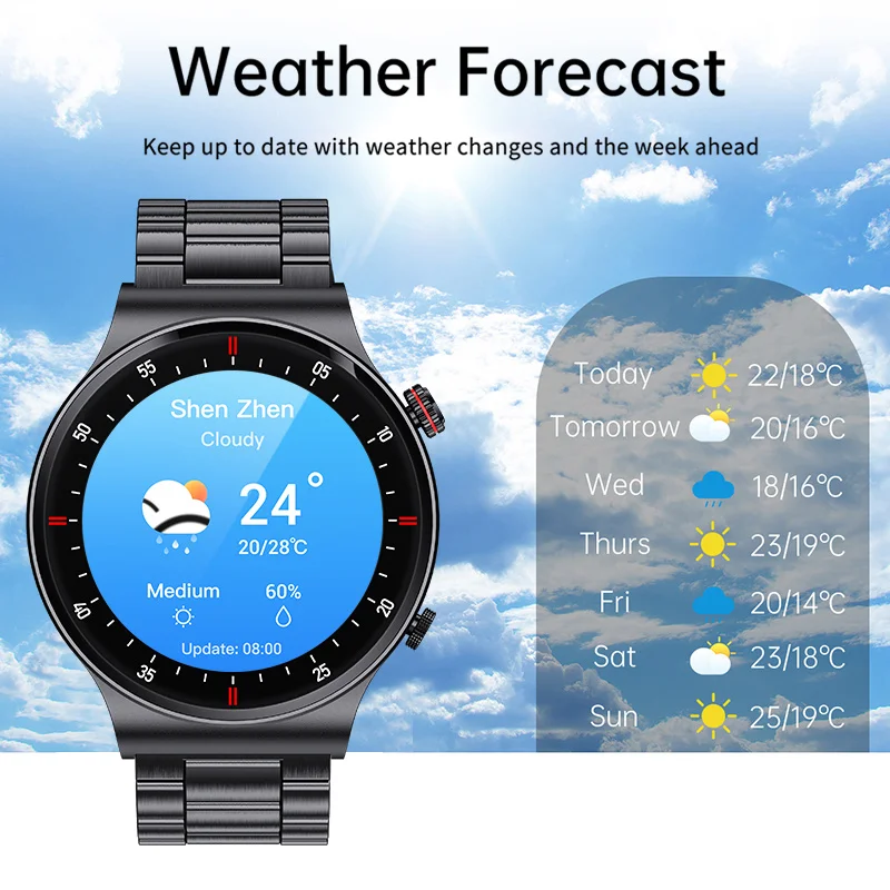 LIGE 2024 NFC Watch For Men Bluetooth Call Smart Watch Android iOS Blood Pressure Smartwatch Weather Full Touch Men's Wristwatch