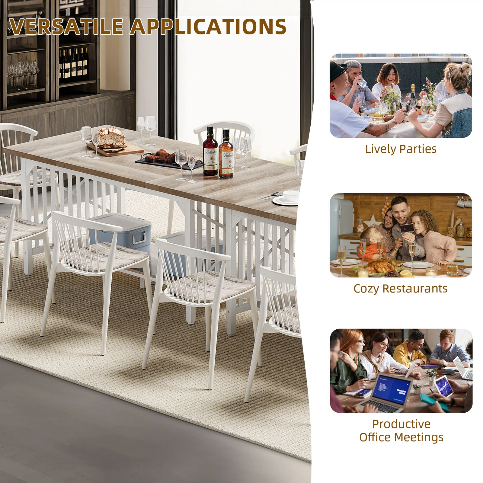 70.8'' Kitchen Dining Room Table for 4-8 People Farmhouse Dinette Table