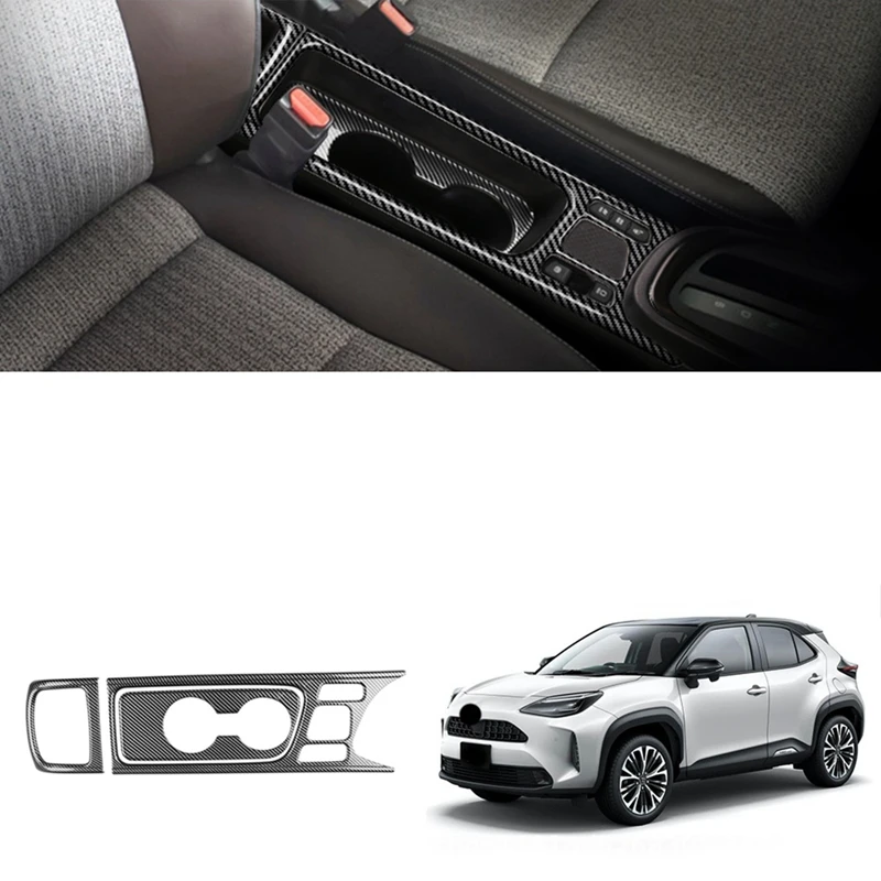 3Pcs Center Console Water Cup Holder Decorazione Cover Trim Stickers Per Toyota Yaris Cross 2021 2022 Rhd