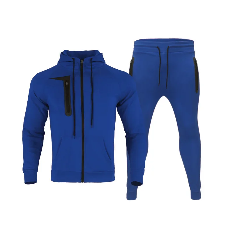 Autumn New Men Two-piece Set Hooded Zipper Cardigan Outerwear Elasticated Waist Pencil Pants Suits Youthful Energetic Sportswear