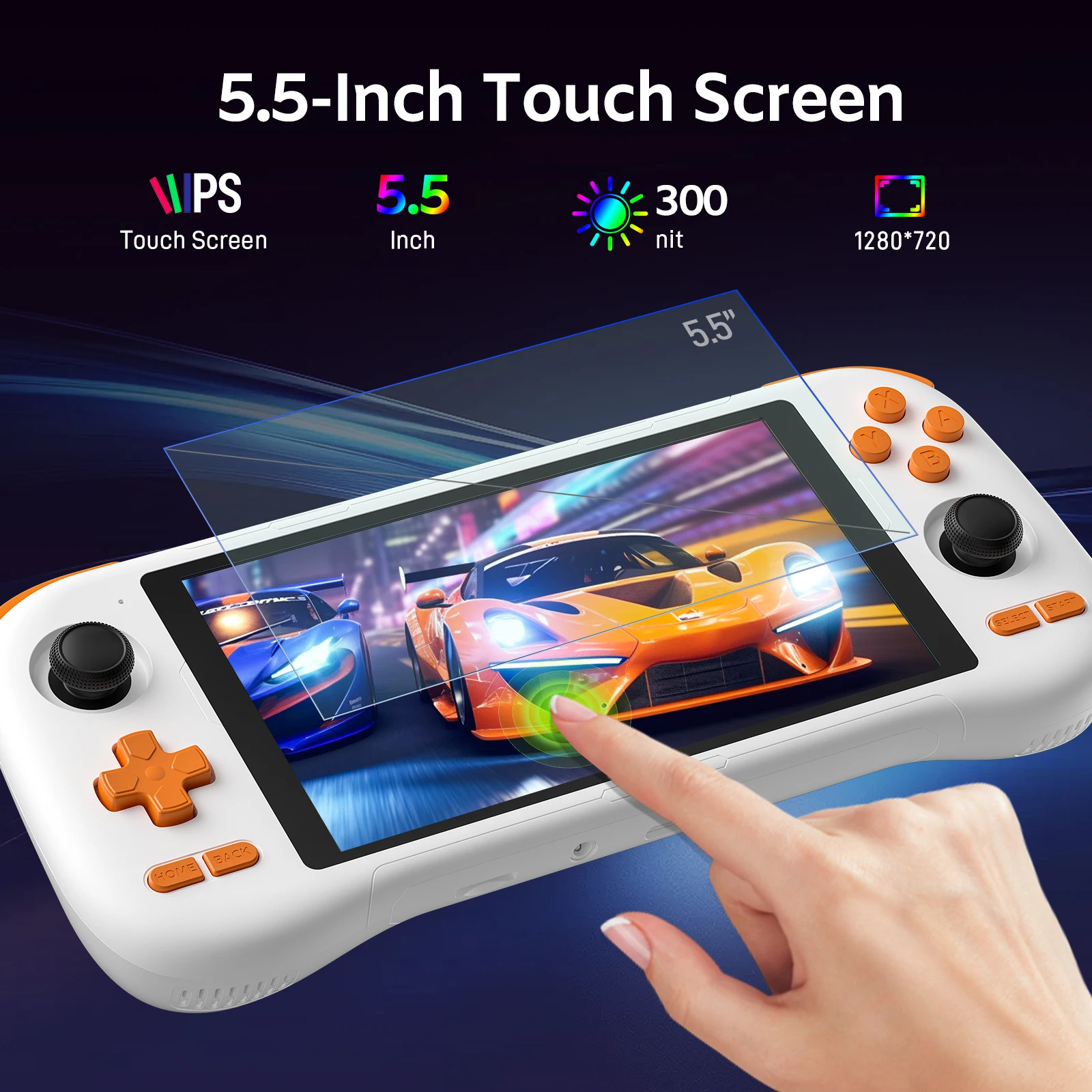 KINHANK K56 Handheld Game Console 5.5'' Touch Screen 50 Emulators for PS1/PSP/DC/SS Android 14 5000mAh WIFI5 Retro Game Player view 2