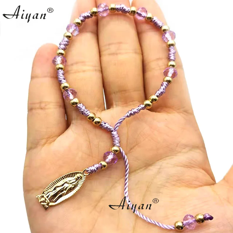 12Pieces Saint Jude Saint Benedict And Virgin Mary Add Crystal Beads Screw Knot Bracelet Given  As Gifts  Can Prayer Many Colors