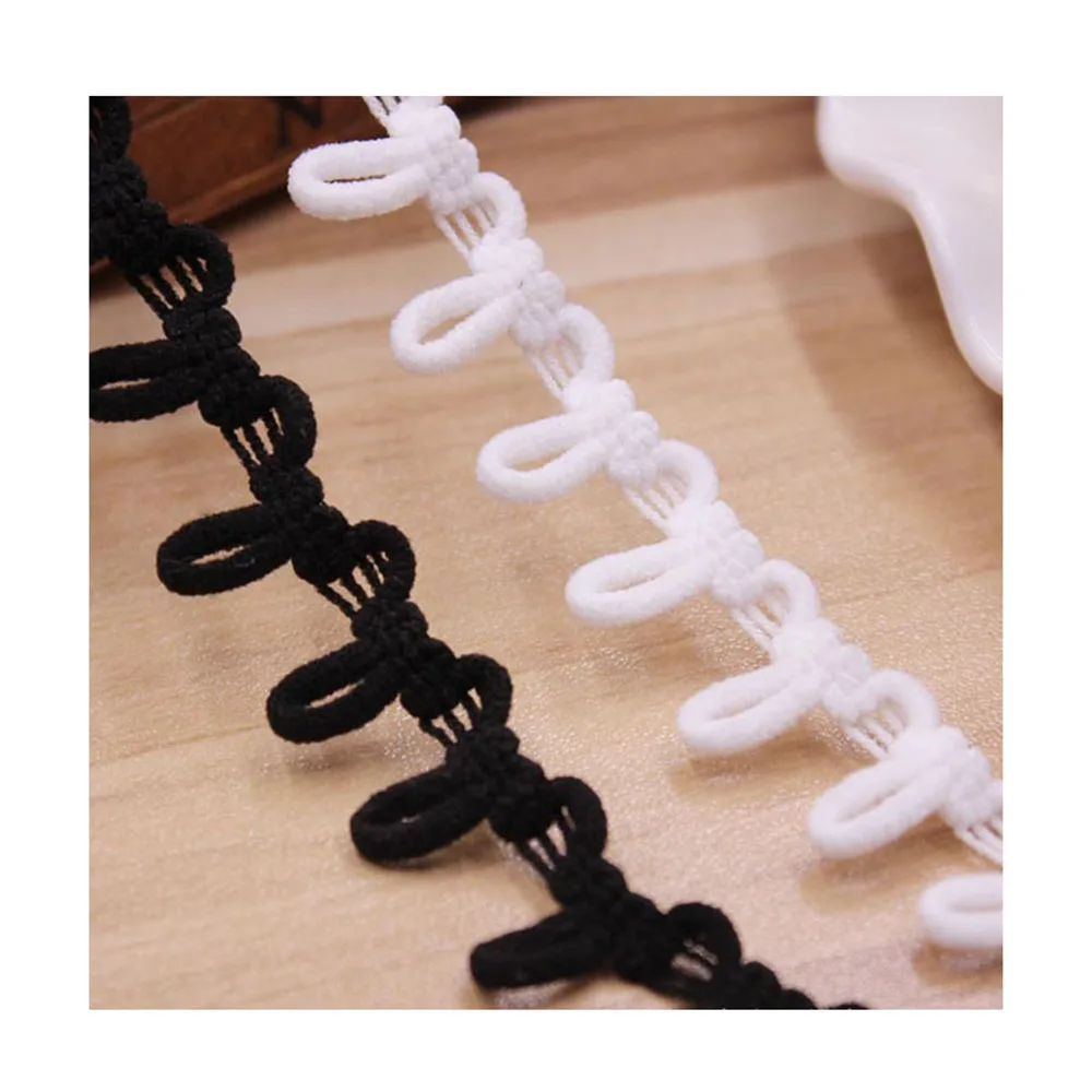 White Black Colorful Bridal Elastic Button Loops Trimming Tape Collar