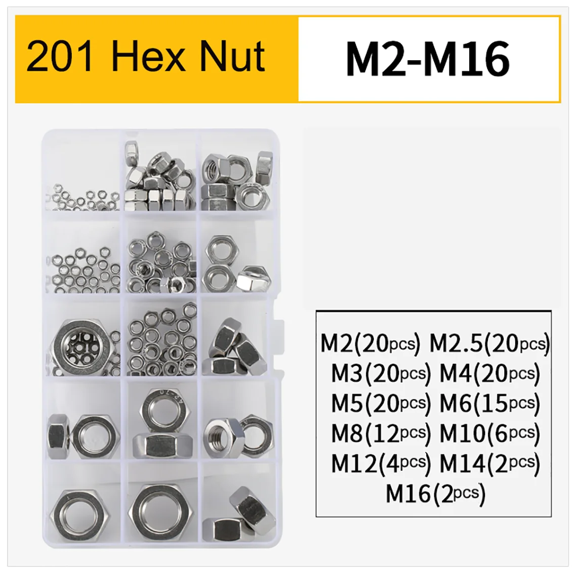 

1Set 201/304/316 Stainless Steel Hexagonal Nut M2-M16 Hex Full Thread Locking Nuts Hardware Accessories