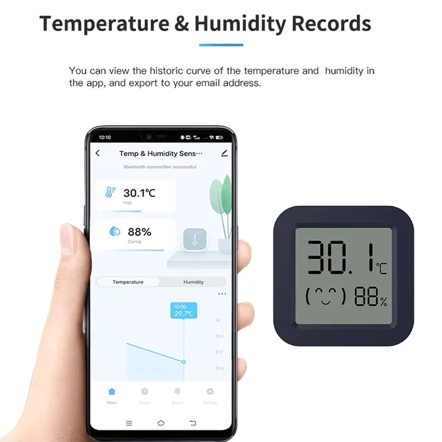 Bluetooth Temperature Humidity Sensor Mini LCD Screen Smart Tuya APP Remote Voice Control Google Thermometer Hygrometer 4