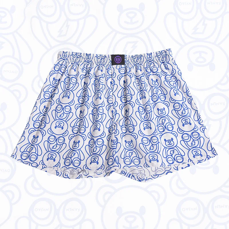 Pure Cotton Panties Blue Bear For Men And Women Pattern Comfortable Breathable Shorts For Home Leisure