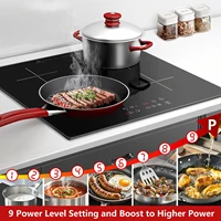 Индукционная варочная панель, 4 пластины, встроенная электрическая варочная панель, усилитель 60 см, сенсорное управление, 6000 Вт, 9 уровней мощности, таймер 1-99 минут, замок от детей — изображение 6