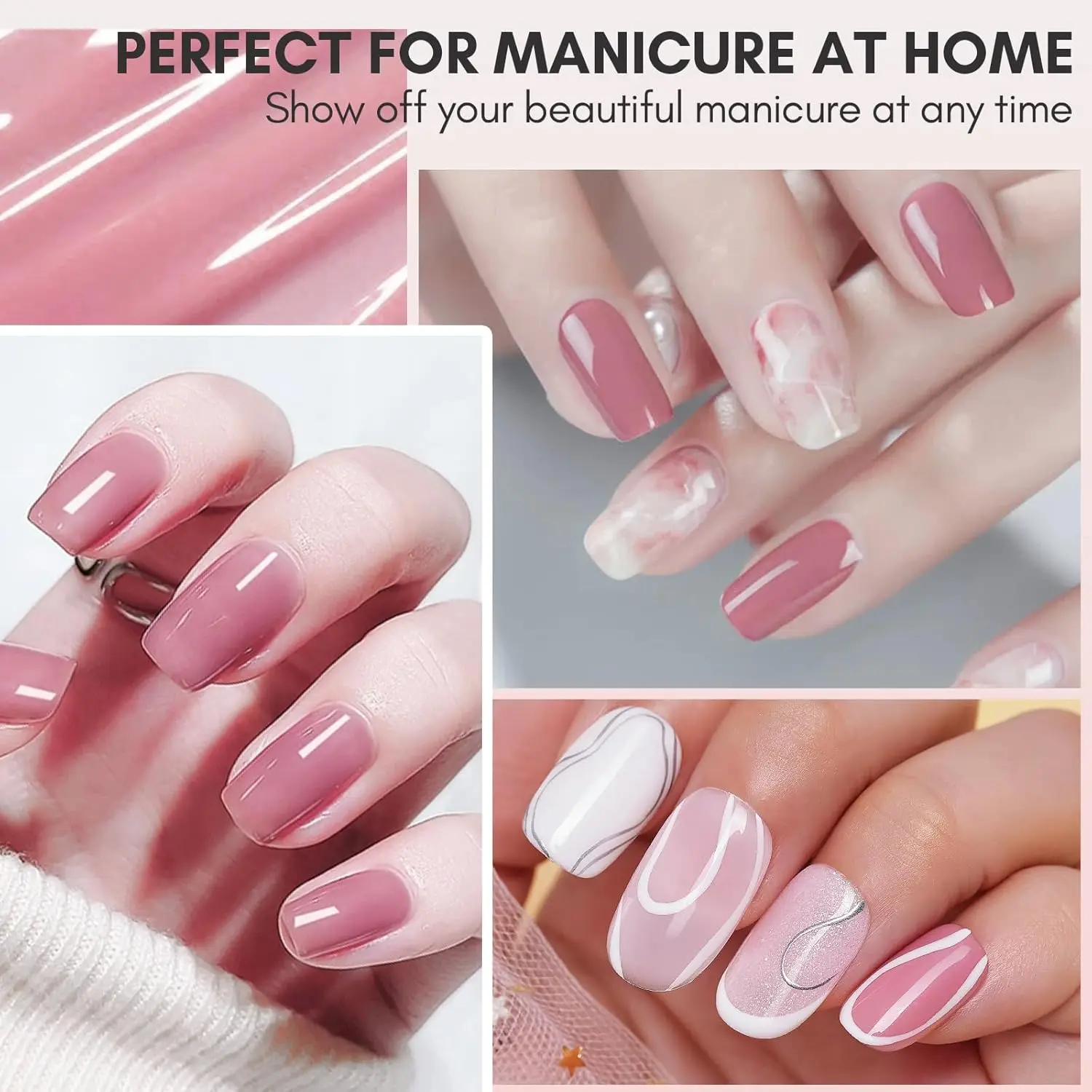 Nail Gel Nail Polish Gel Polish Base and Top Coat Makartt Rubber Base Gel For Nails Pink French Manicure Nude Pink Jelly Nail Gel Polish Varnish Curing Requires 8ml LED UV
