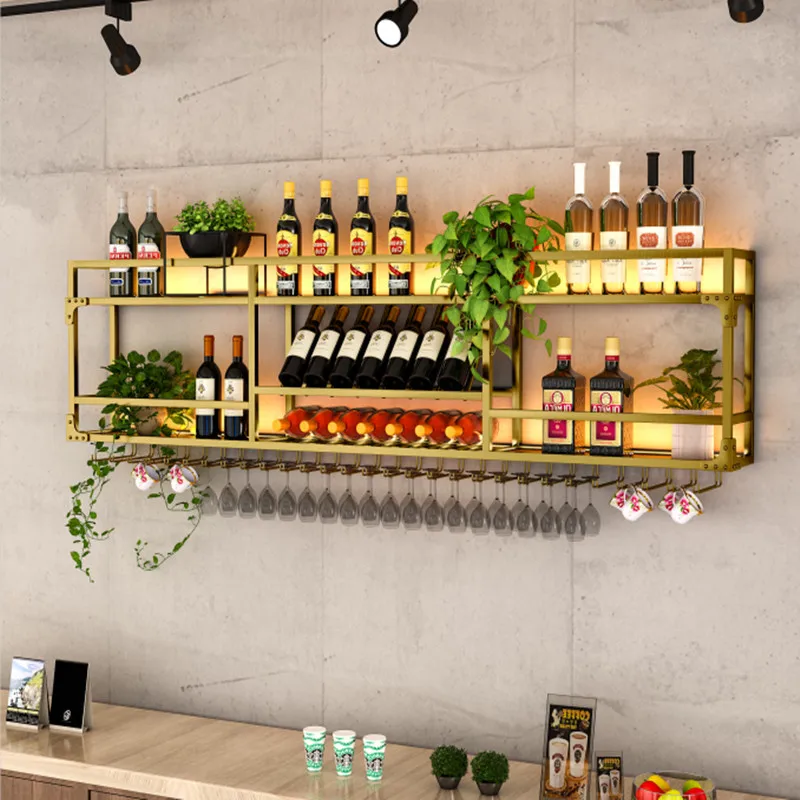 Wall Mount Bar Wine Gold Furniture Drinks Shelves Open Cabinets Alcohol The Living Room Shelf Garden Sets Home Sale Canteen Mini