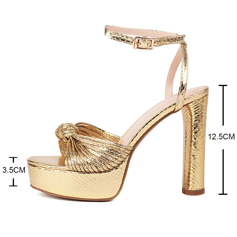 Womens Narrow Band Sandals Gold Silver Platform 12cm Thick Sole High Heels Summer Gladiator Shoes 42