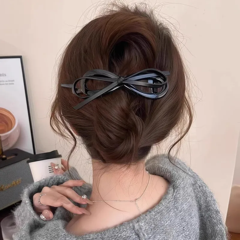 Neue Twisted Haarspange PU Bogen Haarspangen Große Haarspangen Kunststoff Haarnadel Süße Tägliche Kopfbedeckung Frauen Haarschmuck – Detail 3