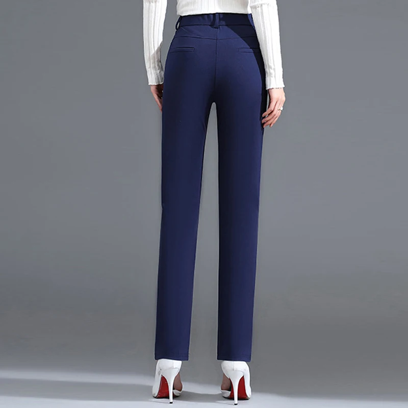 Straight Leg Navy Blue Work Pants Ladies Straight Leg Pants High