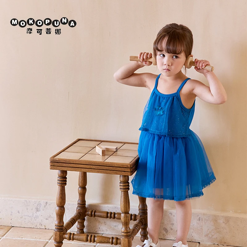 

MOKOPUNA Baby Girl Clothes Girls Holiday Sleeveless Sling Dress Princess Dresses Texture Mesh Fabric Exquisite Kids Clothing