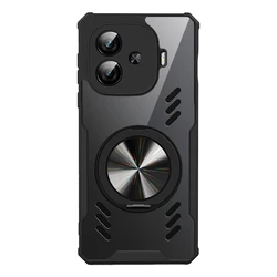 Magnetic 360° Rotating Phone Case with Graphene Heat Dissipation and Transparent Design for IQOO z9 turbo plus (Black)