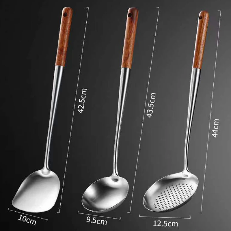 Kitchen Utensils Set Long Handle Stainless Steel Wok Spatula Kitchen Slotted Turner Rice Spoon Ladle Cooking Tools Utensil Set utensilio