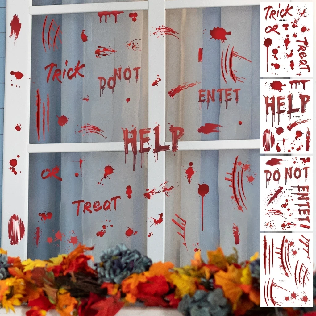 Halloween Horror Blood Print Haunted House Decoration Stickers Kitchen Bedroom Room Decoration Wall Static wall stickers,self adhesive stickers,kitchen wall sticker
