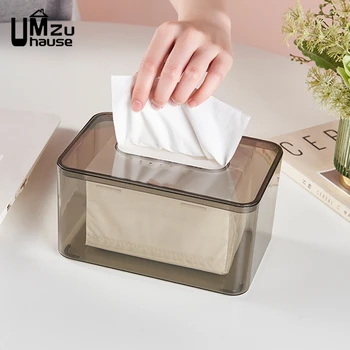 Scatola per fazzoletti trasparente Porta tovaglioli Porta asciugamani per il viso Custodia trasparente Soggiorno Bagno con coperchio Organizzatore da cucina per ufficio 1